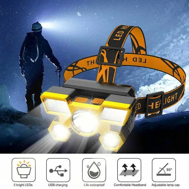 Alt view image 4 of 7 - LED Lampara De Cabeza Recargable Luz De La Cabeza Linterna Para Pescar Camping