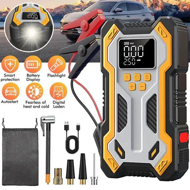 Alt view image 2 of 7 - 10000A Car Jump Starter Air compressor Booster Jumper Car Power Bank Charger USA
