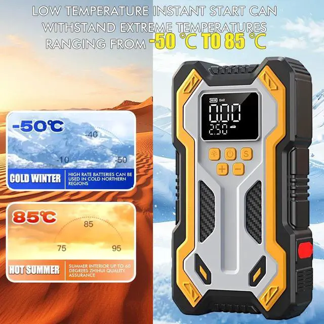 Alt view image 3 of 7 - 10000A Car Jump Starter Air compressor Booster Jumper Car Power Bank Charger USA