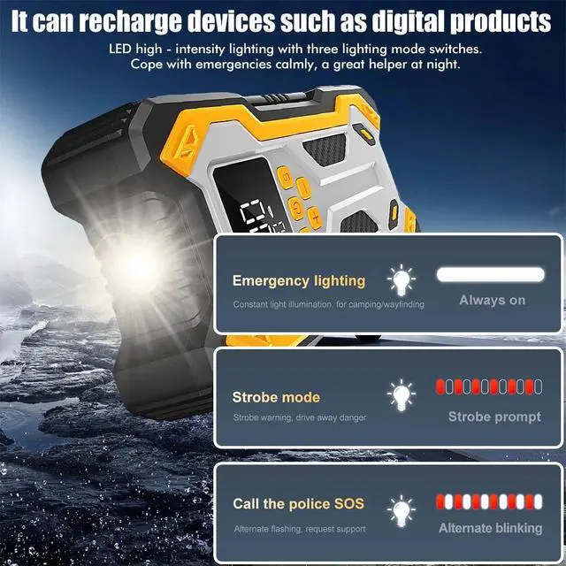 Alt view image 6 of 7 - 10000A Car Jump Starter Air compressor Booster Jumper Car Power Bank Charger USA