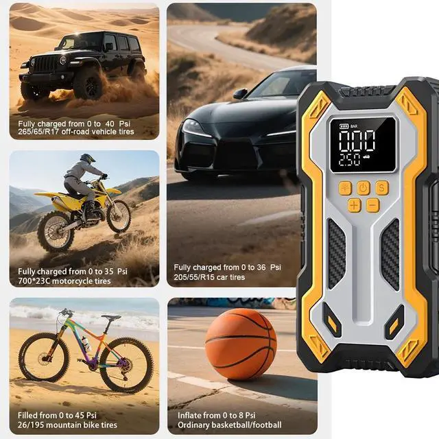 Alt view image 7 of 7 - 10000A Car Jump Starter Air compressor Booster Jumper Car Power Bank Charger USA