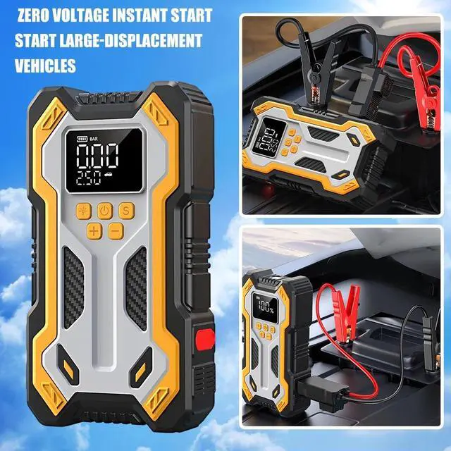 Alt view image 4 of 7 - 10000A Car Jump Starter Air compressor Booster Jumper Car Power Bank Charger USA