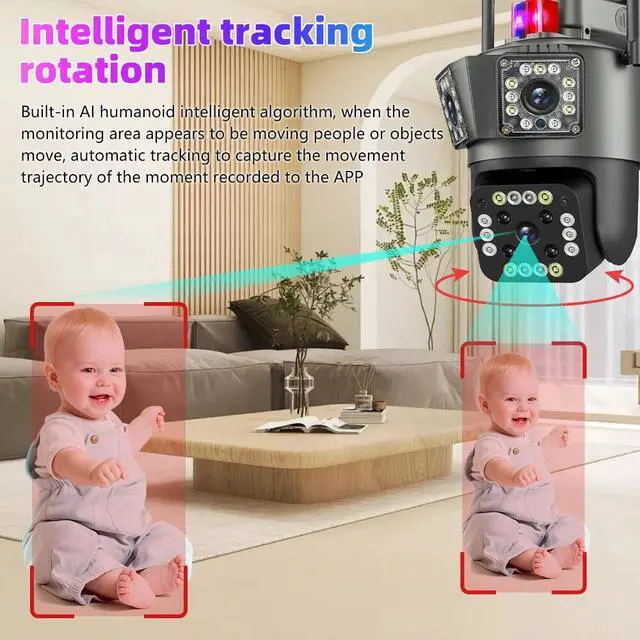 Alt view image 4 of 7 - Dual Lens Security Camera Wireless 4K HD WiFi IP PTZ Home Outdoor CCTV IR Cam US