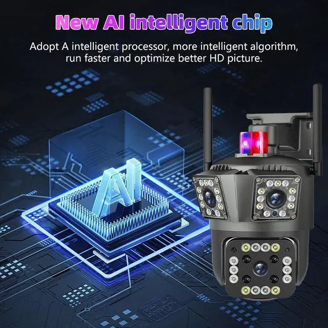 Alt view image 5 of 7 - Dual Lens Security Camera Wireless 4K HD WiFi IP PTZ Home Outdoor CCTV IR Cam US