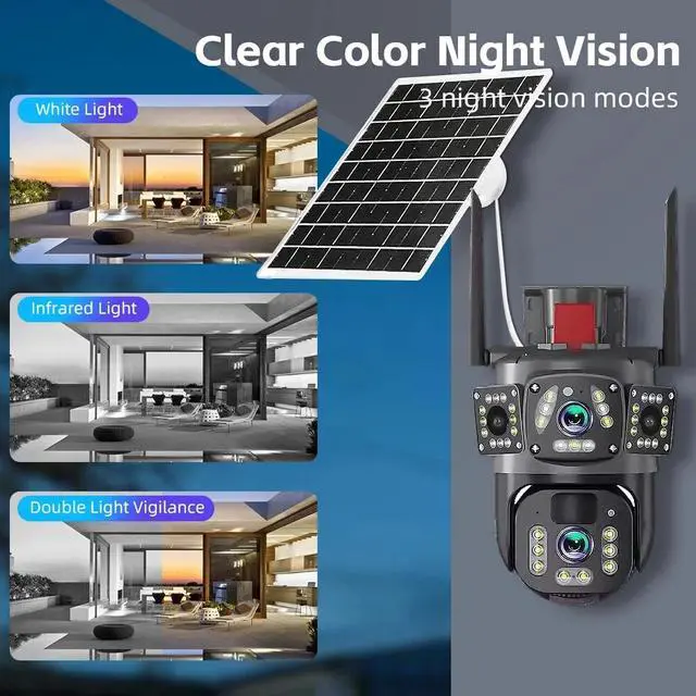 Alt view image 2 of 7 - Solar Battery Powered Wireless WiFi Outdoor Pan/Tilt Home Security Camera System
