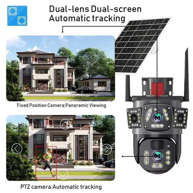 Alt view image 3 of 7 - Solar Battery Powered Wireless WiFi Outdoor Pan/Tilt Home Security Camera System