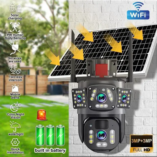 Alt view image 6 of 7 - Solar Battery Powered Wireless WiFi Outdoor Pan/Tilt Home Security Camera System