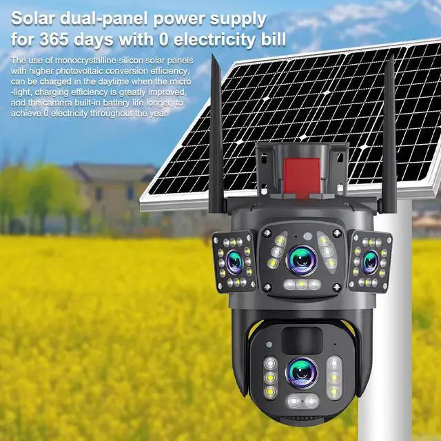 Alt view image 4 of 7 - Solar Battery Powered Wireless WiFi Outdoor Pan/Tilt Home Security Camera System
