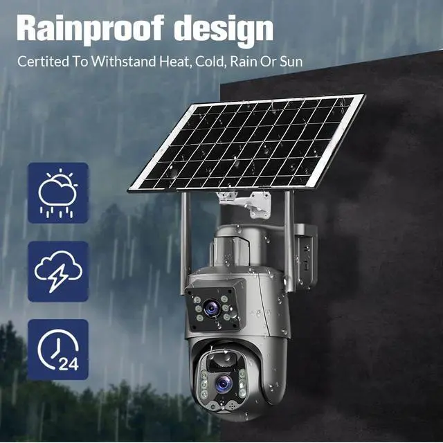 Alt view image 3 of 7 - Solar Battery Powered Wireless WiFi Outdoor Pan/Tilt Home Security Camera System