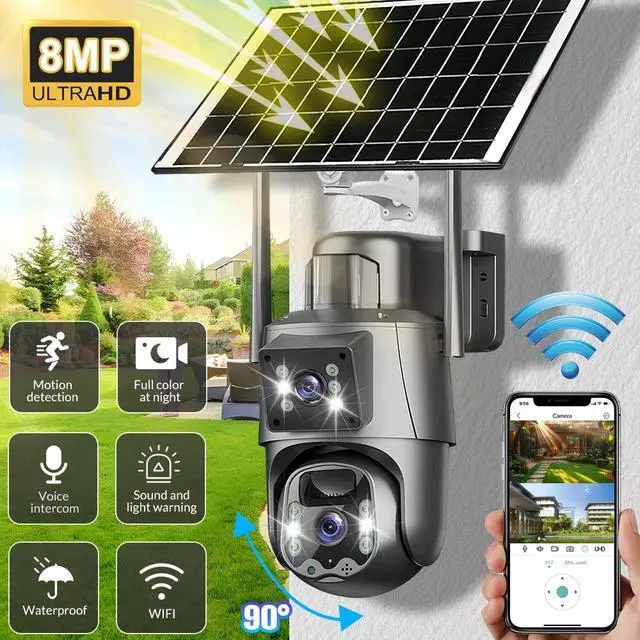 Alt view image 6 of 7 - Solar Battery Powered Wireless WiFi Outdoor Pan/Tilt Home Security Camera System