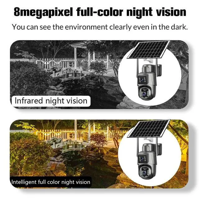 Alt view image 7 of 7 - Solar Battery Powered Wireless WiFi Outdoor Pan/Tilt Home Security Camera System