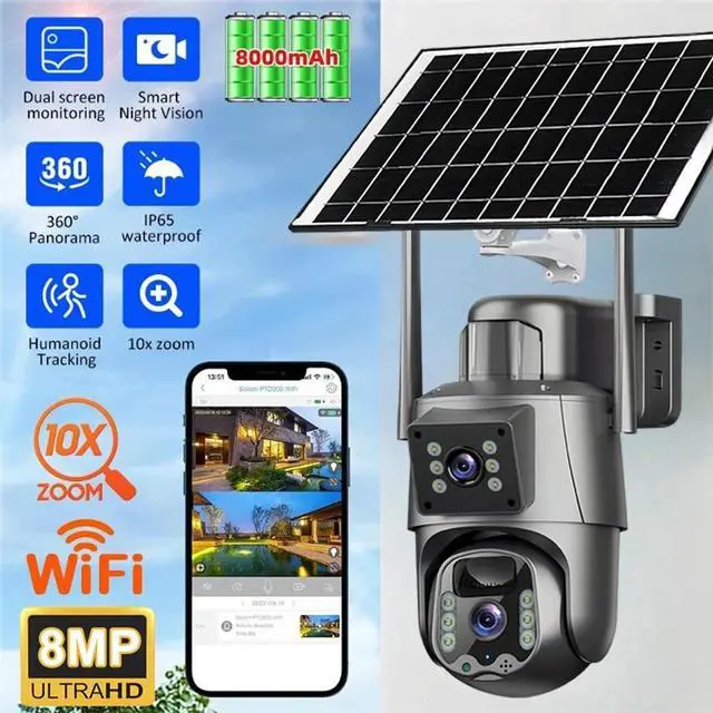 Alt view image 2 of 7 - Solar Battery Powered Wireless WiFi Outdoor Pan/Tilt Home Security Camera System