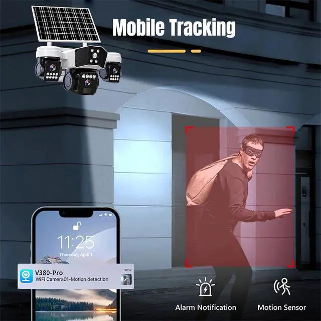 Alt view image 2 of 7 - 12MP Camara De Seguridad Solar Inalambricas Para Exterior Con Vision Nocturna US