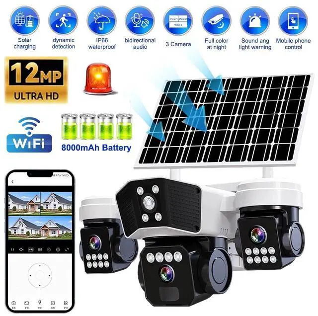 Main image of 12MP Camara De Seguridad Solar Inalambricas Para Exterior Con Vision Nocturna US
