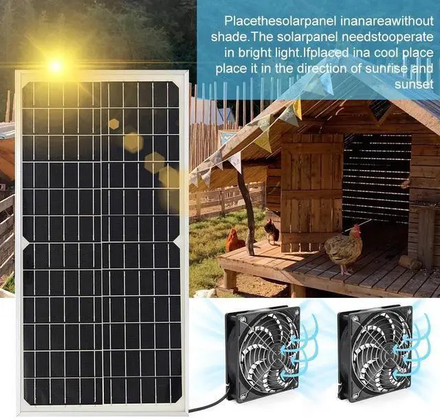 Main image of NEW 50W Solar Attic Fan Kit with 2pcs 4.7" DC Fans for Roof Vent Chicken Coop US