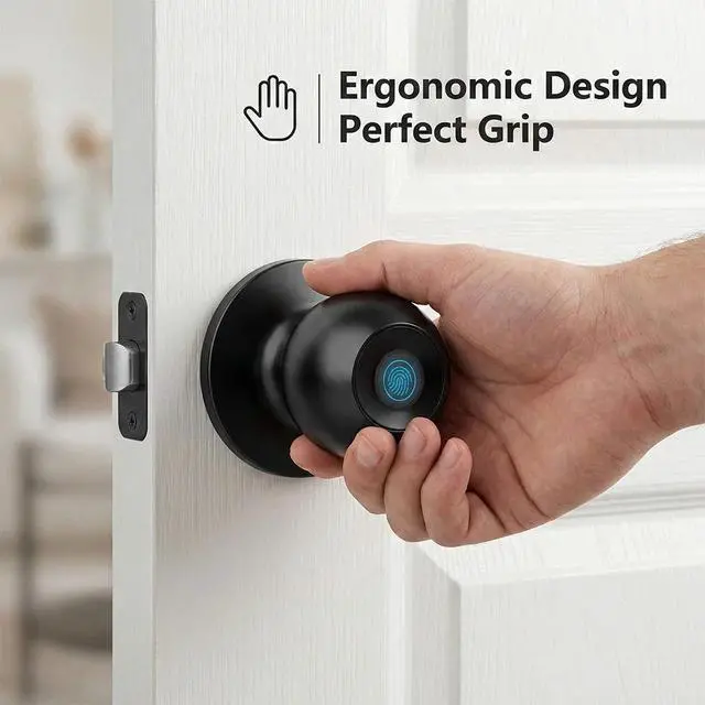 Alt view image 3 of 7 - Smart Door Knob Fingerprint Smart Lock APP Bluetooth Biometric Keyless Key Entry