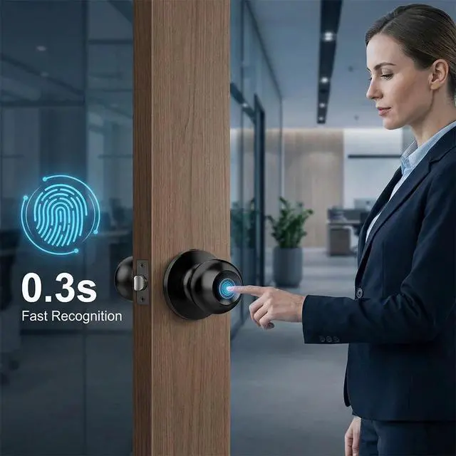 Alt view image 2 of 7 - Smart Door Knob Fingerprint Smart Lock APP Bluetooth Biometric Keyless Key Entry