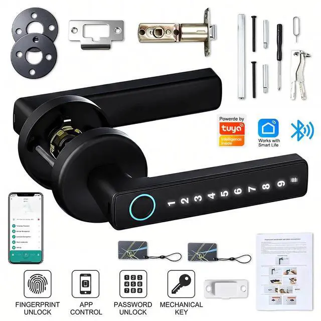 Alt view image 2 of 7 - Upgraded Smart Door Lock Biometric Bluetooth Fingerprint Key Keyless Entry APP