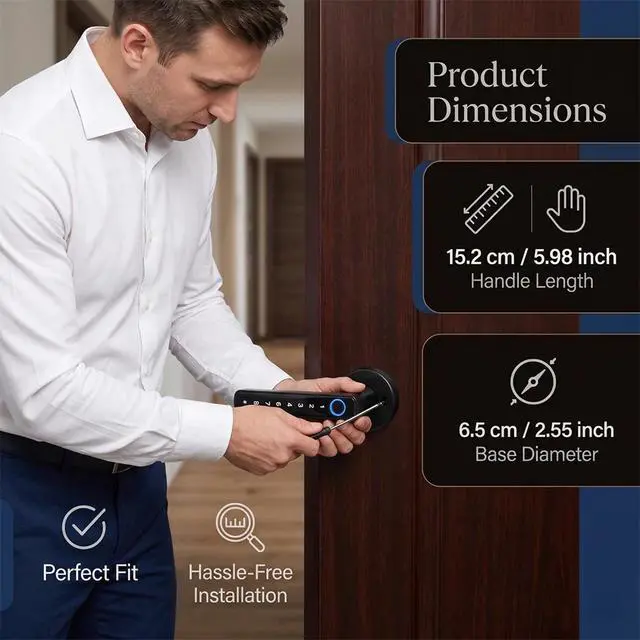 Alt view image 3 of 7 - Upgraded Smart Door Lock Biometric Bluetooth Fingerprint Key Keyless Entry APP
