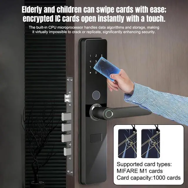 Alt view image 5 of 7 - 7-in-1 Smart Door Lock APP Biometric Fingerprint Touch Password Keyless Keypad