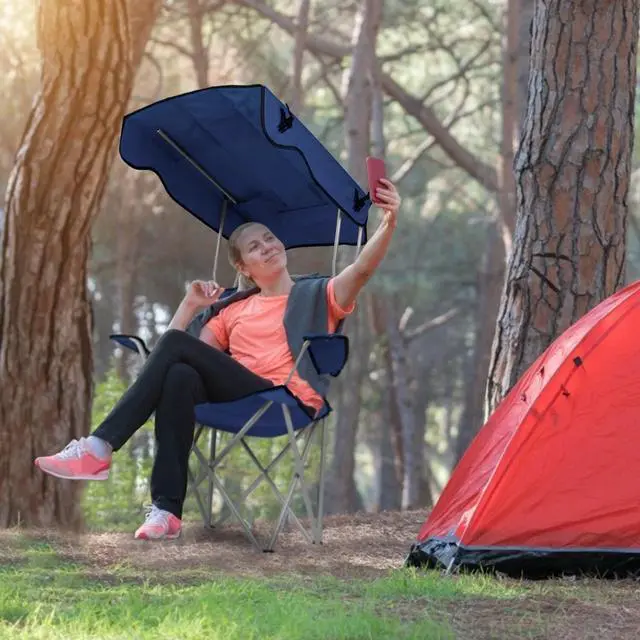 Alt view image 7 of 7 - Heavy Duty Beach Umbrella Chair Folding Camping Beach Chair with Canopy