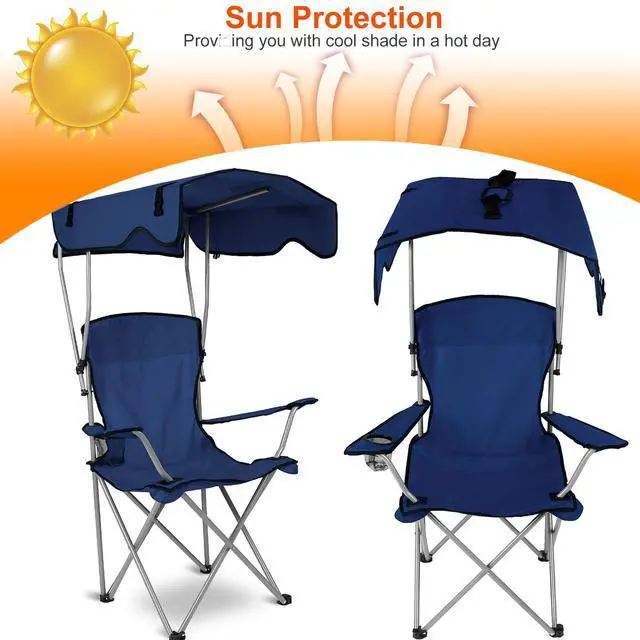 Alt view image 4 of 7 - Heavy Duty Beach Umbrella Chair Folding Camping Beach Chair with Canopy