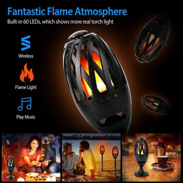 Alt view image 5 of 7 - Led Outdoor Speakers, IPX5 Waterproof Flame Torch Atmosphere Speaker