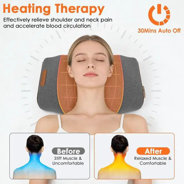 Alt view image 3 of 7 - 3-in-1 Neck Massage Pillow with Heating Function and Vibration Air Compression