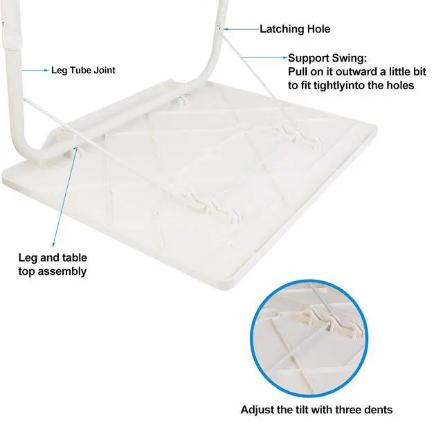 Alt view image 3 of 7 - Foldable Table Adjustable TV Tray Laptop Desk Sofa Bed Side Dinner Tray Portable