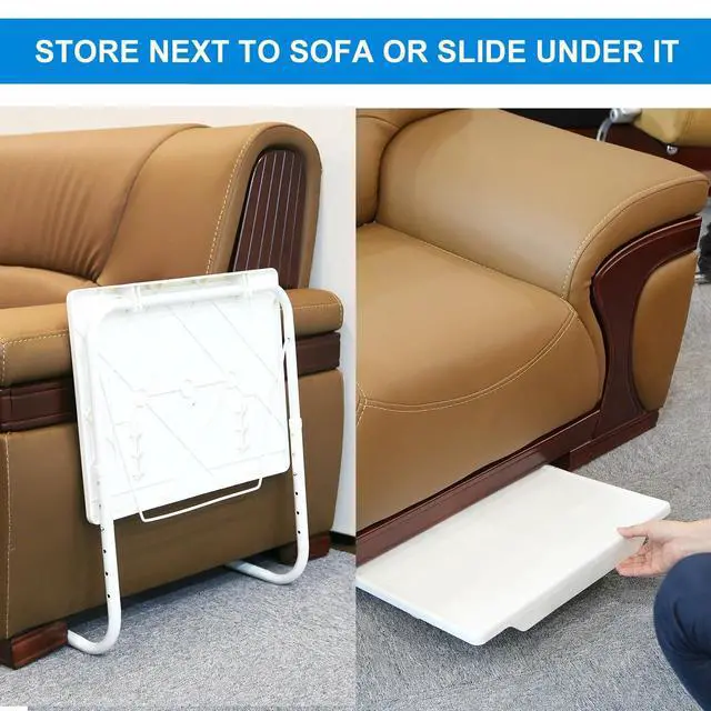 Alt view image 4 of 7 - Foldable Table Adjustable TV Tray Laptop Desk Sofa Bed Side Dinner Tray Portable