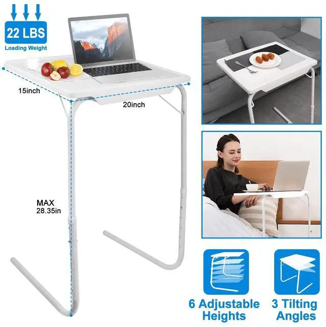 Main image of Foldable Table Adjustable TV Tray Laptop Desk Sofa Bed Side Dinner Tray Portable