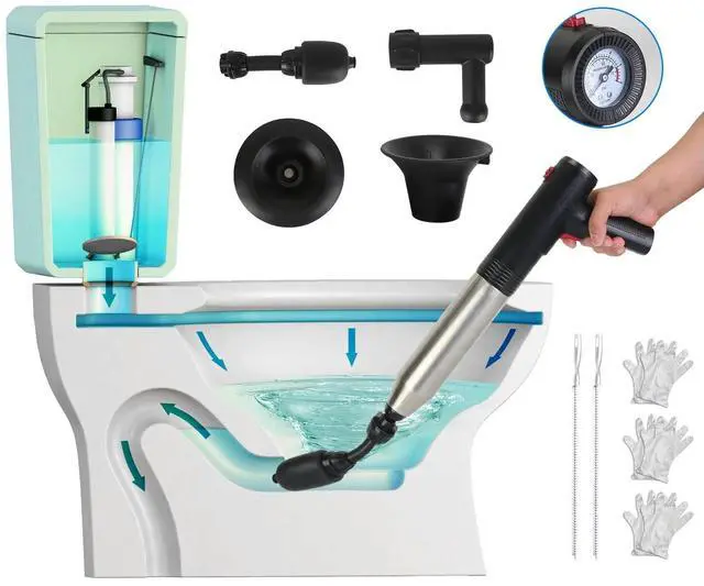 Main image of Toilet Plunger Drain Clog Remover High Pressure Air Drain Blaster Gun Tool
