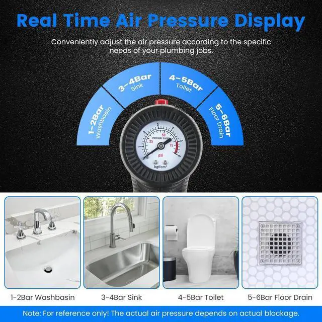 Alt view image 6 of 7 - Toilet Plunger Drain Clog Remover High Pressure Air Drain Blaster Gun Tool