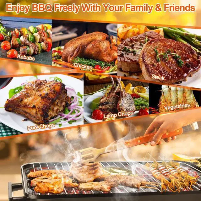 Alt view image 7 of 7 - Folding Portable BBQ Charcoal Grill Compact Tabletop Mini Smoker Small Outdoor