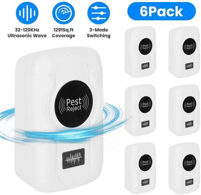 Main image of 6x Ultrasonic Insect & 32 120KHz Plug-in Bug Repeller for Home