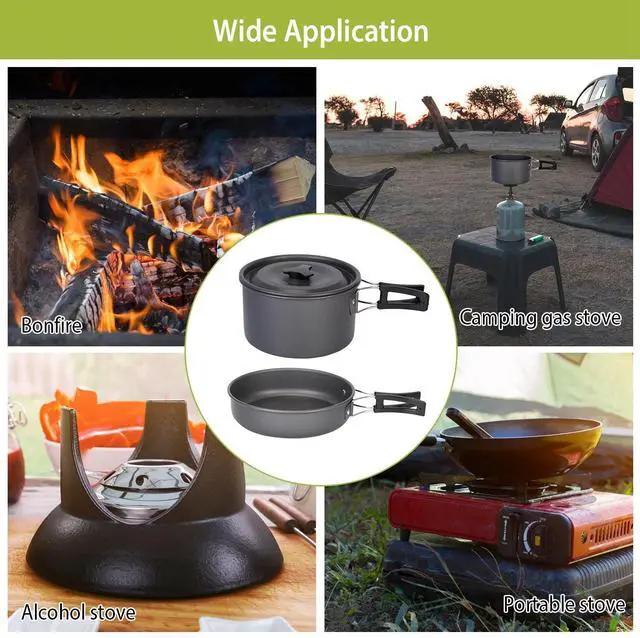 Alt view image 7 of 7 - 12-Piece Camping Cookware Set - Pots Pans & Cooking Tools for Outdoor Cooking