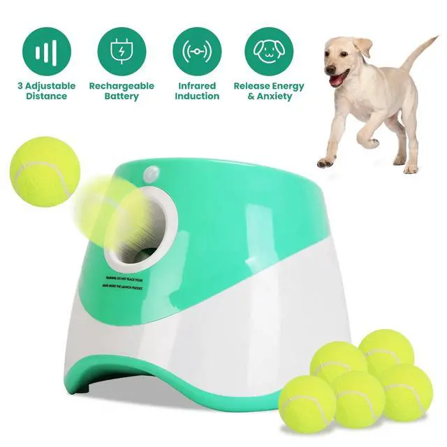 Alt view image 4 of 7 - Automatic Dog Ball Launcher Included 6 Tennis Balls Dog W/ 3 Adjustable Launch