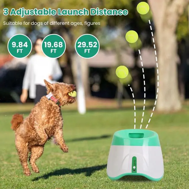 Alt view image 2 of 7 - Automatic Dog Ball Launcher Included 6 Tennis Balls Dog W/ 3 Adjustable Launch