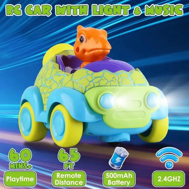 Alt view image 5 of 7 - Remote Control Car for Toddlers, Dinosaur Car for Kids Age 2-4, Babies Toys