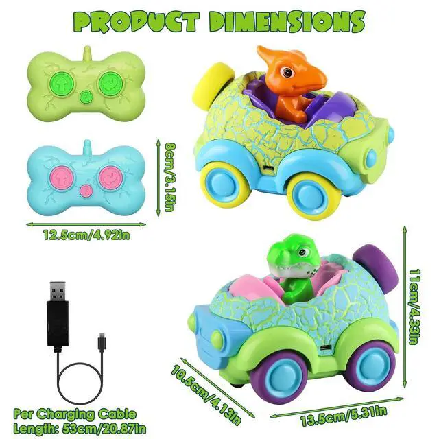 Alt view image 3 of 7 - Remote Control Car for Toddlers, Dinosaur Car for Kids Age 2-4, Babies Toys