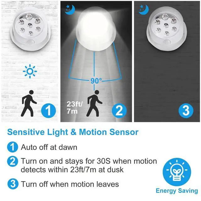 Alt view image 5 of 7 - 360° Adjustable 7LED Lamp Motion Activated PIR Sensor Stair Light Cordless Patio