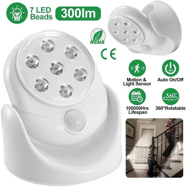 Main image of 360° Adjustable 7LED Lamp Motion Activated PIR Sensor Stair Light Cordless Patio