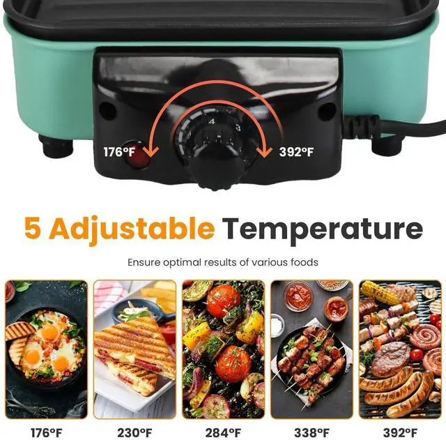 Alt view image 2 of 7 - Electric Indoor Grill, 2 in 1 Smokeless Raclette for Kitchen