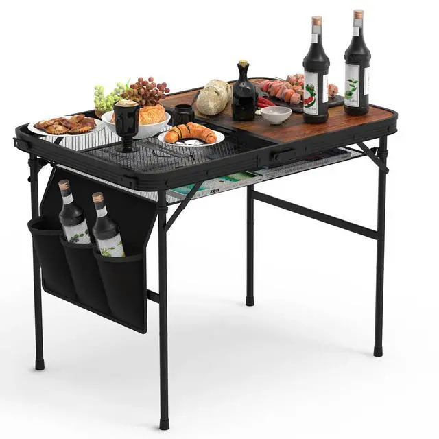Alt view image 2 of 7 - Portable Aluminum Alloy Camping Table Foldable &Adjustable Height for BBQ