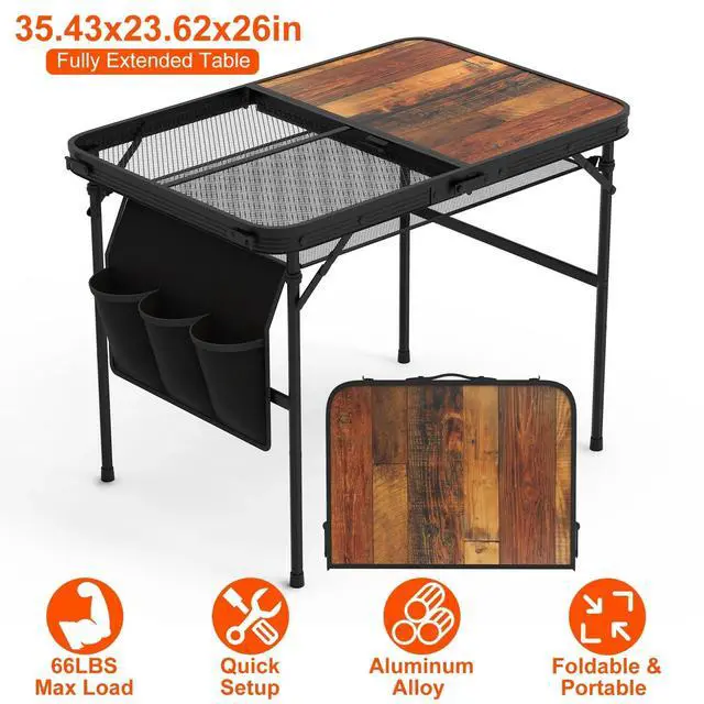 Alt view image 3 of 7 - Portable Aluminum Alloy Camping Table Foldable &Adjustable Height for BBQ