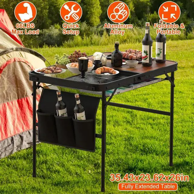 Alt view image 7 of 7 - Portable Aluminum Alloy Camping Table Foldable &Adjustable Height for BBQ