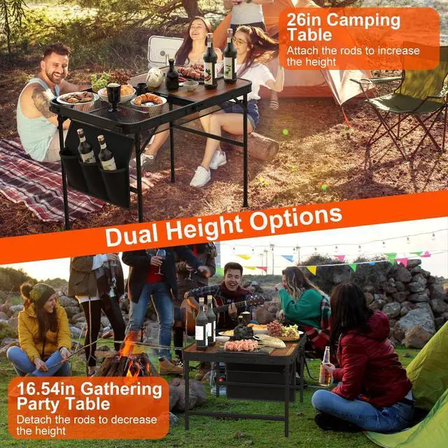 Alt view image 5 of 7 - Portable Aluminum Alloy Camping Table Foldable &Adjustable Height for BBQ