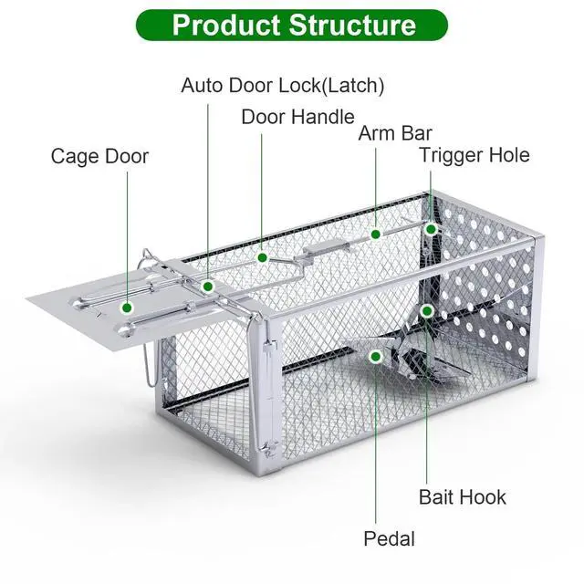 Alt view image 4 of 7 - Humane Rat Trap, Chipmunk Rodent Trap That Work for Indoor Small Animal