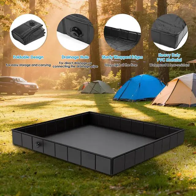 Alt view image 2 of 7 - Portable Shower Pan Foldable Basin for Camping and Outdoors PVC Construction