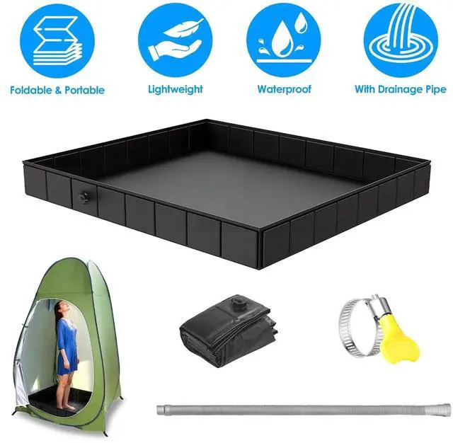 Main image of Portable Shower Pan Foldable Basin for Camping and Outdoors PVC Construction